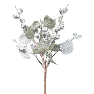 Pianta artificiale eucalipto ZORHEN, bastoncino, frutti, congelato, verde-grigio, 28 cm