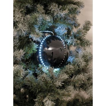Pallina per l'albero di Natale LUVELIA con LED, 5 pezzi, nero brillante, Ø8cm