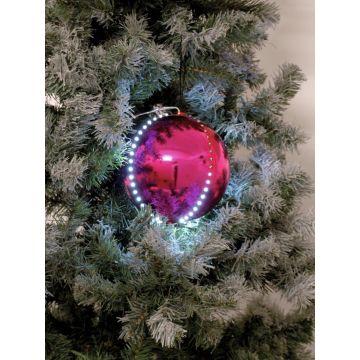Pallina per l'albero di Natale LUVELIA con LED, 5 pezzi, rosa brillante, Ø8cm