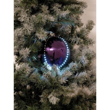Pallina per l'albero di Natale LUVELIA con LED, 5 pezzi, viola brillante, Ø8cm
