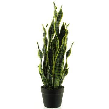 Sansevieria artificiale ANQING in vaso decorativo, verde-giallo, 70cm
