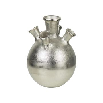 Vaso da fiori BELMIRA con 5 fori, alluminio, argento, 28cm, Ø20cm