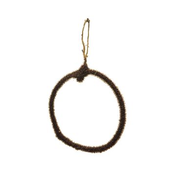 Anello decorativo in metallo HELIJIA da appendere, floccato, marrone scuro, Ø15cm Anello decorativo in metallo HELIJIA da appendere, floccato, marrone scuro, Ø15cm