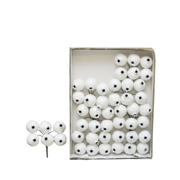 Melograni artificiali MANJIE, 48 pezzi, bianco lucido, Ø3,5 cm