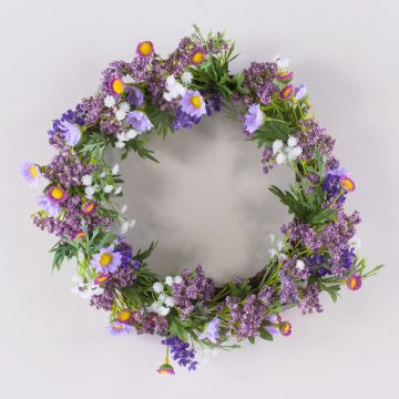 Corona di lavanda artificiale AJILA, gypsophila, margherite, lilla, Ø30cm