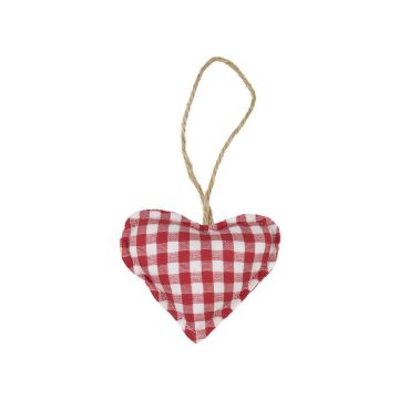 Decorazione a forma di cuore FANNAR in cotone, a quadri, rosso-bianco, Ø10cm Decorazione a forma di cuore FANNAR in cotone, a quadri, rosso-bianco, Ø10cm