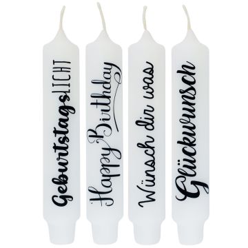 Candela punch con scritta KELANI, desideri, 4 candele, 4 scritte, colorata, 16,5 cm, Ø 2,8 cm, 6 ore