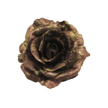Fiore di rosa artificiale RUMEI su clip, verde-viola, Ø13cm