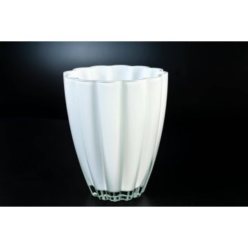 Vaso di fiori in vetro BEA, bianco, 17cm, Ø14cm