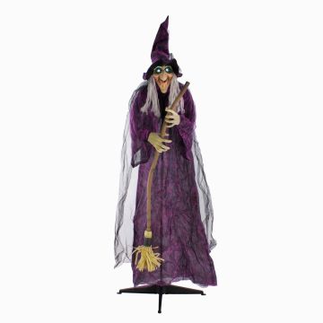 Decorazione di Halloween strega FERDERRA con funzione di movimento e suono, scopa, LED, 175cm Decorazione di Halloween strega FERDERRA con funzione di movimento e suono, scopa, LED, 175cm