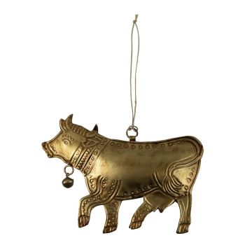 Ciondolo decorativo a forma di mucca VALDIMAR in metallo, dorato, 16x11 cm