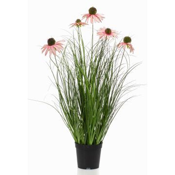 Erba artificiale cappello di sole SHALLA con fiori, rosa, 60 cm