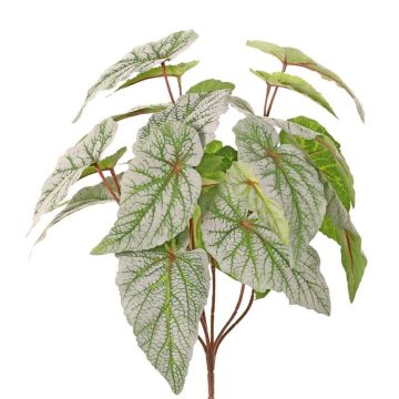 Begonia artificiale a foglia su bastoncino, verde-grigio, 35 cm