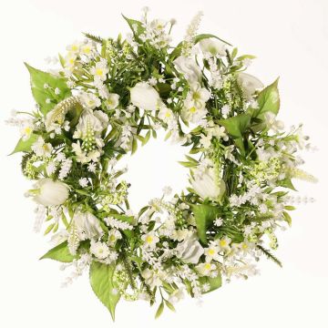Ghirlanda decorativa estiva FEDORA, lavanda, lathyrus, bianco, Ø30cm