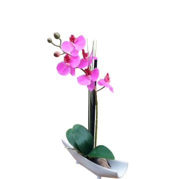 Orchidea artificiale Phalaenopsis YANNIE, canna, vaso in ceramica, cerise, 30 cm