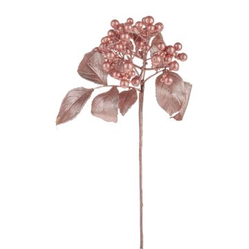 Ramo decorativo di sambuco VIKTORINE con bacche, rosa metallizzato, 30 cm