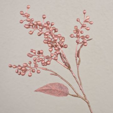 Ramo artificiale di viburno ROGAN con frutti, rosa metallizzato, 40 cm