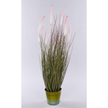 Erba artificiale SVERRE con pannocchie, vaso in zinco, rosa-verde, 80 cm