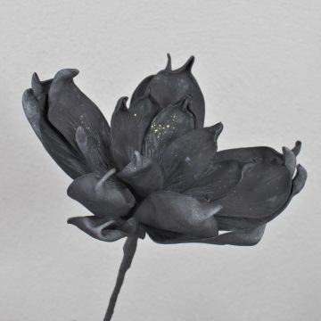 Magnolia artificiale in schiuma plastica AMILIE, glitterata, nera, 30 cm, Ø 26 cm