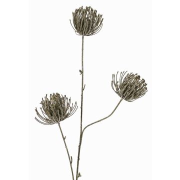 Ramo artificiale con spilli Protea KAPO con glitter, verde oliva, 85cm, Ø8cm