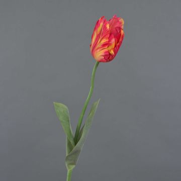 Fiore artificiale tulipano papagallo UAKARI, rosso-arancione-verde, 65 cm, Ø 6 cm