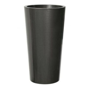 Vaso alto rotondo THERESITA in plastica, con inserto, set di irrigazione, antracite, 75 cm, Ø40 cm