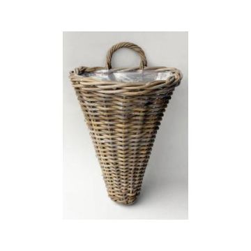 Cesto portapiante da parete in rattan ROMELA, marrone, 28x24x42 cm