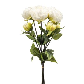Mazzo di peonie artificiali VATANA, crema-verde, 50 cm, Ø 18 cm
