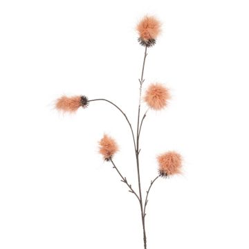 Ramo artificiale di arbusto a pennacchio ELAINA con fiori, color pesca, 85 cm