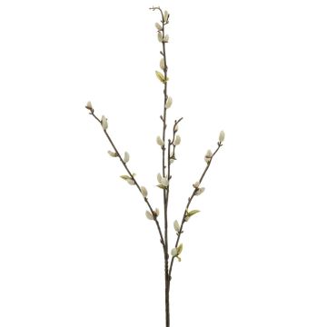 Ramo artificiale di salice a ciuffetti NIELSON con fiori, color crema, 80 cm