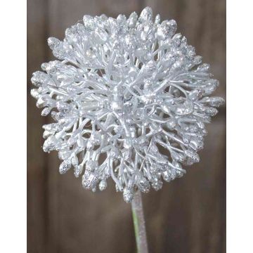 Allium artificiale HELLA, glitter, argento, 45cm