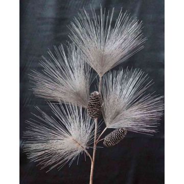 Ramo di pino artificiale MARTJE con pigne, glitter, rame, 100cm