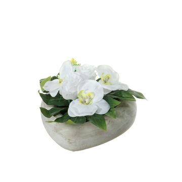 Composizione floreale artificiale di Orchidea Phalaenopsis, rosa DEON, vaso decorativo, bianco, 11cm, Ø18cm
