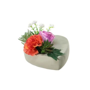 Composizione floreale artificiale di garofano, rosa, sedum, agave BODIL, vaso decorativo, viola-arancio, 10cm, Ø17cm