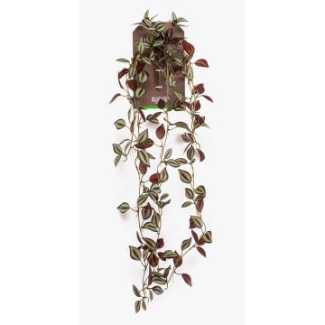 Pianta artificiale ricadente Tradescantia zebrina SAELFES su stelo, verde-rosso bordeaux, 85 cm