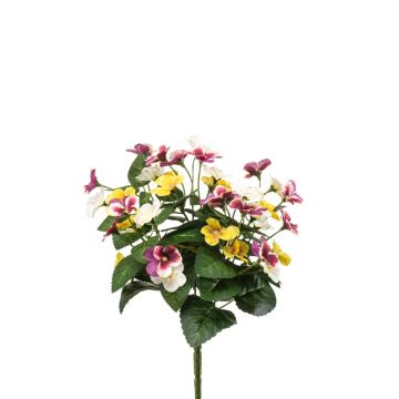 Pansé artificiale NORHA su bastoncino, bianco-lilla-giallo, 30 cm