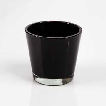 Vaso da piante in vetro RANA, nero, 13cm, Ø14cm