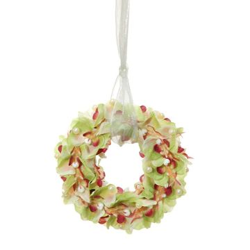Corona decorativa di Orchidea Phalaenopsis VARTAN con perle, verde-rosa-fucsia, Ø16cm Corona decorativa di Orchidea Phalaenopsis VARTAN con perle, verde-rosa-fucsia, Ø16cm