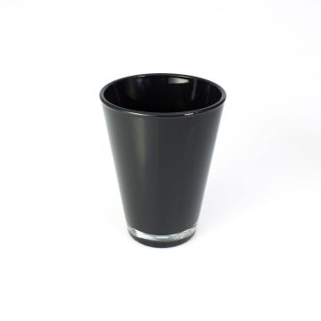 Vaso ANNA EARTH, forma conica, vetro, nero, 15cm, Ø11cm