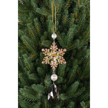 Appendino di fiore di ghiaccio ZERA, acrilico, gocce, glitter, verde-oro, 16cm, Ø6cm Appendino di fiore di ghiaccio ZERA, acrilico, gocce, glitter, verde-oro, 16cm, Ø6cm