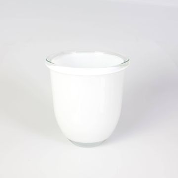 Vaso da piante in vetro FYNN, bianco, 15cm, Ø13,5cm