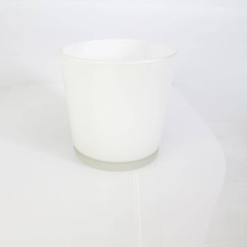 Vaso da piante in vetro ALENA, bianco, 19cm, Ø18,5cm