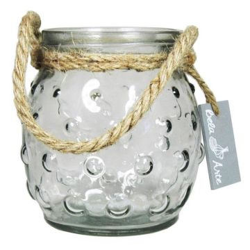 Vaso sferico NAKIS in vetro, con pois, cordoncino, trasparente, 12,5 cm, Ø 12 cm