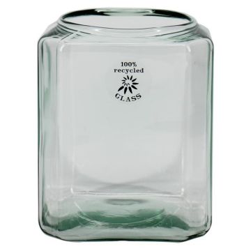 Vaso decorativo per fiori angolare LUNIK in vetro, riciclato, trasparente, 13,5 x 13,5 x 17 cm