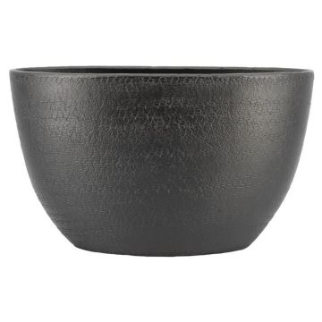 Coprivaso ovale in ceramica DEIRA con venature, nero opaco, 49x20x30 cm