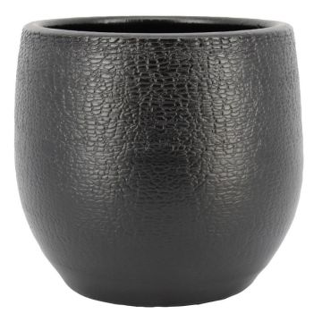 Coprivaso in ceramica DEIRA con venature, nero opaco, 21 cm, Ø 23 cm