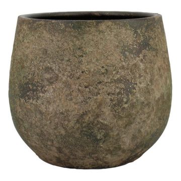 Vaso da fiori in ceramica AROON con venature, verde antico, 16 cm, Ø 19 cm