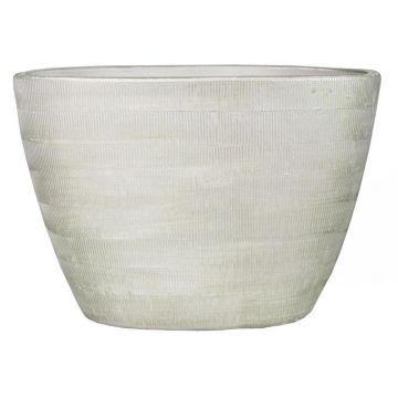 Coprivaso DELTA con scanalature, ceramica, ovale, grigio chiaro-bianco, 33x16,5x23 cm
