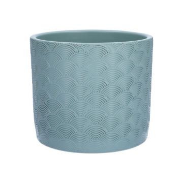 Vaso in ceramica FERDINANTA con motivo, azzurro opaco, 12,3 cm, Ø 13,5 cm