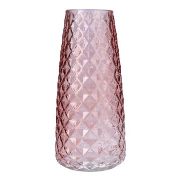 Vaso da fiori AMALFRIED con motivo a rombi, vetro, rosa antico, 21 cm, Ø 10 cm Vaso da fiori AMALFRIED con motivo a rombi, vetro, rosa antico, 21 cm, Ø 10 cm